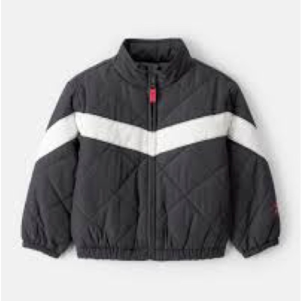 Old Navy Toddler Girls Black and White Color Block Puffer Jacket size 3T